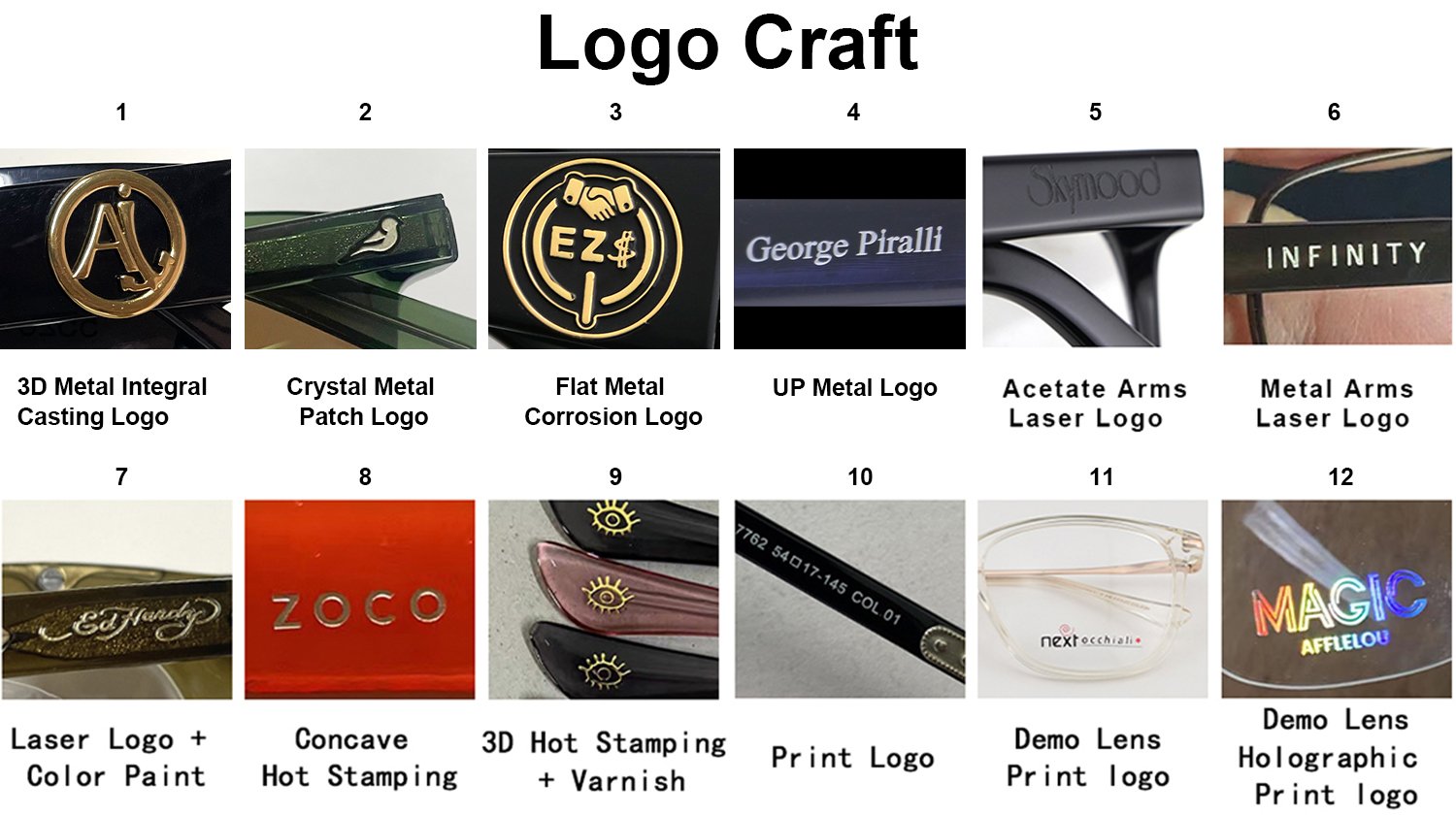 custom design acetate eyewear logo