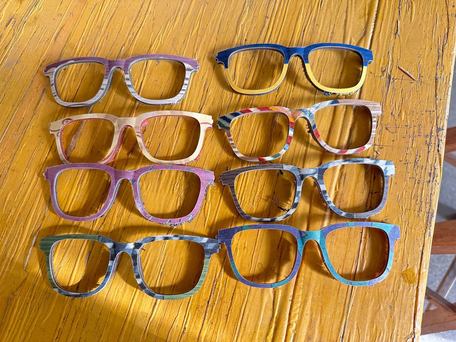 wood eyewear color board